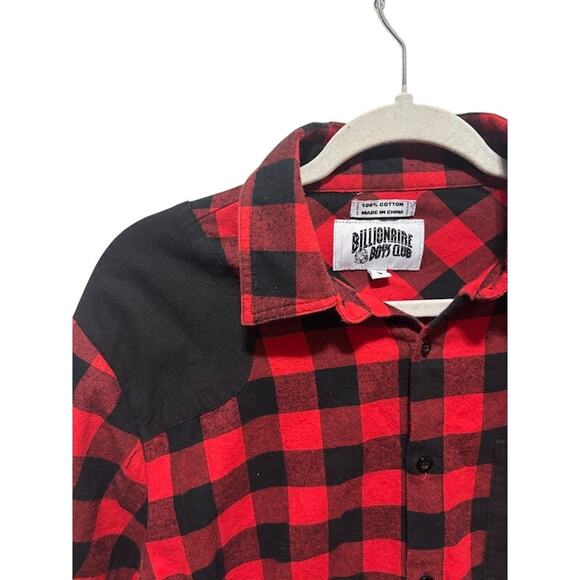 Billionaire Boys Club Buffalo Plaid Red Black Checked Button Up Men's Size Small - Picture 3 of 10